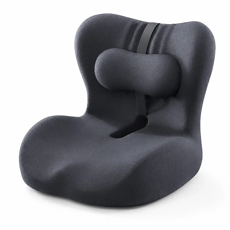 Removable lumbar support cushion; ergonomic cushion designed specifically to relieve fatigue; memory foam backrest support pillow and seat cushion for long-term comfort, suitable for car seats, office chairs, and gaming chairs (Black)