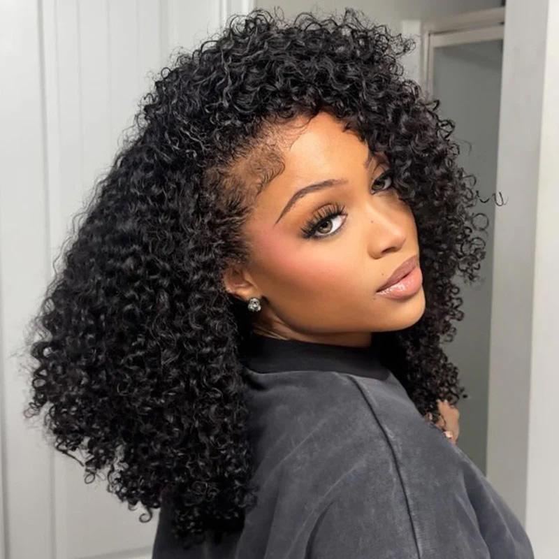 Kinky Curly Half  Wear & Go Glueless Flip Over  Invisible Hairline Natural Blend No Lace Updo or Down  Beginner Friendly Soft Fluffy Volume Everyday Protective  Hairpiece wig style