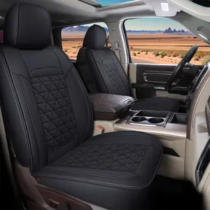 Coverado Waterproof Black Seat Covers Full Set for 2002-2025 Dodge RAM 1500 2500 3500 - 2009-2023 dodge ram Custom Fit Protectors for Crew & Quad Cab Curved Bench