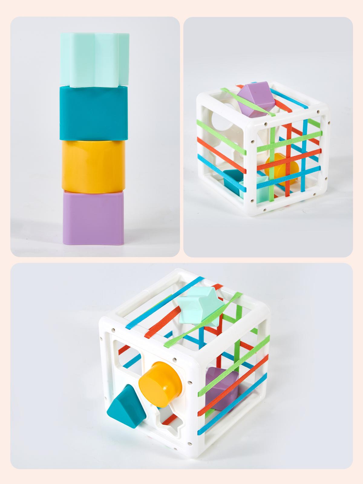 Fygurso Montessori Baby Shape Sorter Strong Sensory Bath Toy for 6-36 Months with Suction Cup, Develops Fine Motor Skills, BPA Free, Unisex