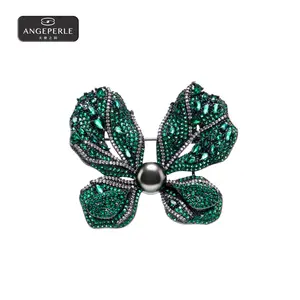 ANGEPERLE Alloy Seawater Pearl Tahitian Baroque Pearl Brooch 9-10mm TSXX242