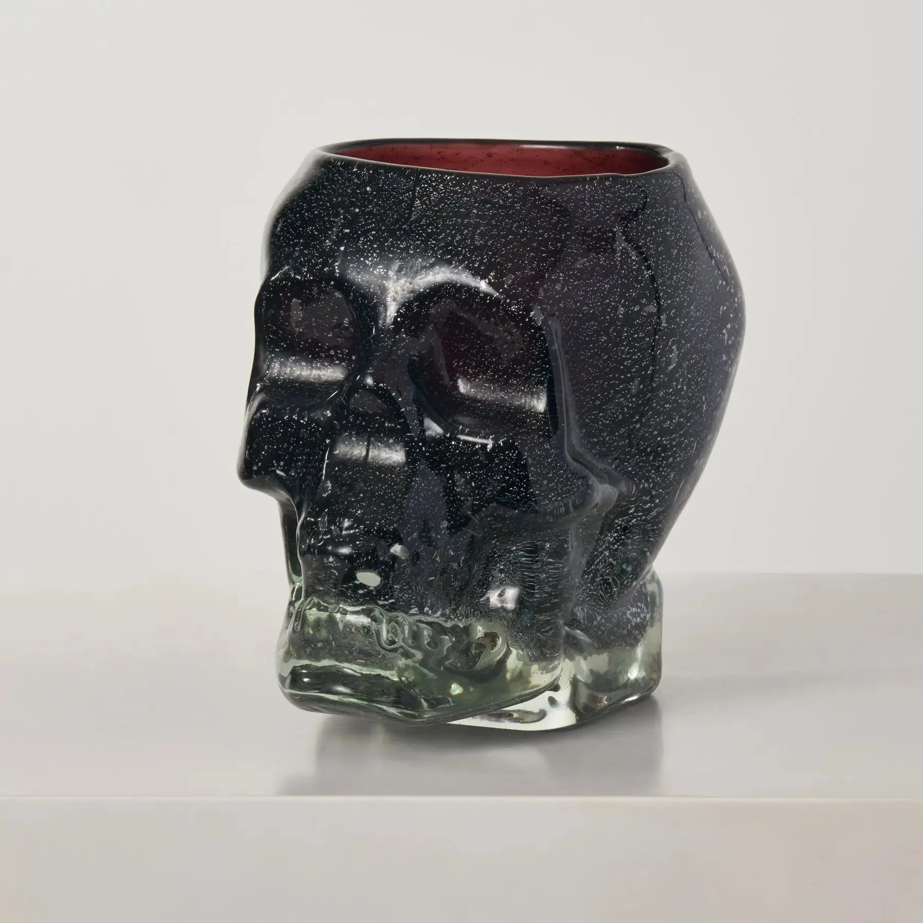 Handblown Glass Gothic Skull Floral Decorative Vase - 5 lbs., 6" l x 5" w x 7" h, Fragile; Handle with Care, Home Decor Tabletop Halloween Vessel, Black or White Options, Sold Individually