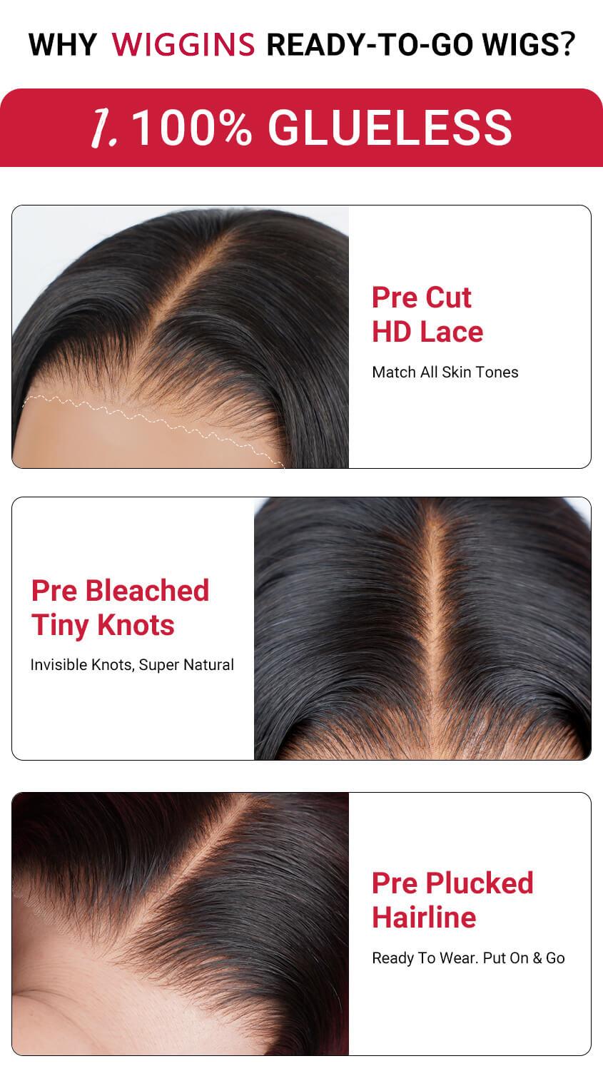 Wiggins Hair Ready To Go Glueless Wig Straight 4x7 & 5x7 Lace Closure Wigs Human Hair Pre Cut Pre Bleached 13x4 Lace Front Wigs Pre Plucked