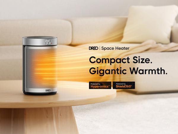 Dreo Space Heaters for Indoor, Portable Electric Heater for Home with Thermostat, 1-12H Timer, Eco Mode and Fan Mode, 1500W PTC Ceramic Fast Safety Energy Efficient Heater for Office Bedroom, Silver