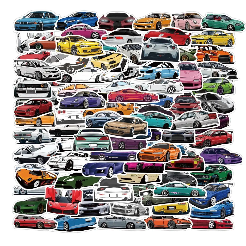 100/50PCS JDM Cars Stickers For Kids Toy Bicycle Motorcycle Skateboard Laptop Waterproof DIY Decals Automobile Decals Car Decorative Sticker Automotive Decals Decal Set