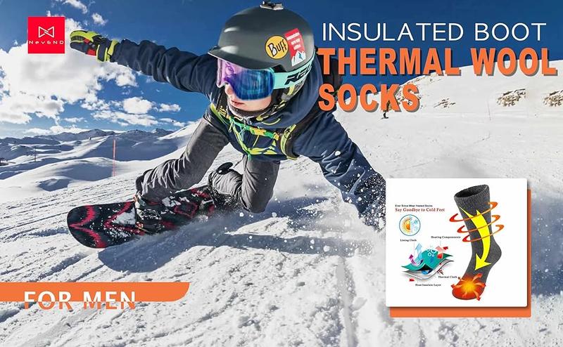 NevEND 3 Pairs Mens Heavy Duty Thermal Boot Socks Winter Warm Insulated Heated Cotton Wool Work Crew Thick Warm Socks 7-12 Menswear Underwear