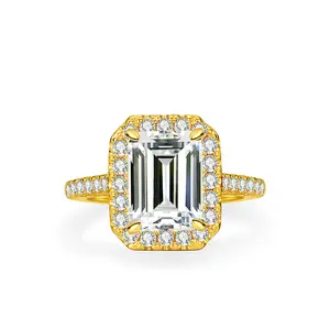 #99 (Emerald Cut）925 Sterling Silver Synthetic Moissanite Ring