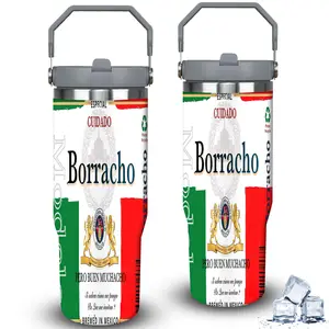 1pc 30oz Mexican Beer Label Art Style Tumbler with Lid, Insulated Travel Mug, Gift for Women Men, Ideal for Halloween, Independence Day, Memorial Birthday Gift, Coffee Cup, weird stuff