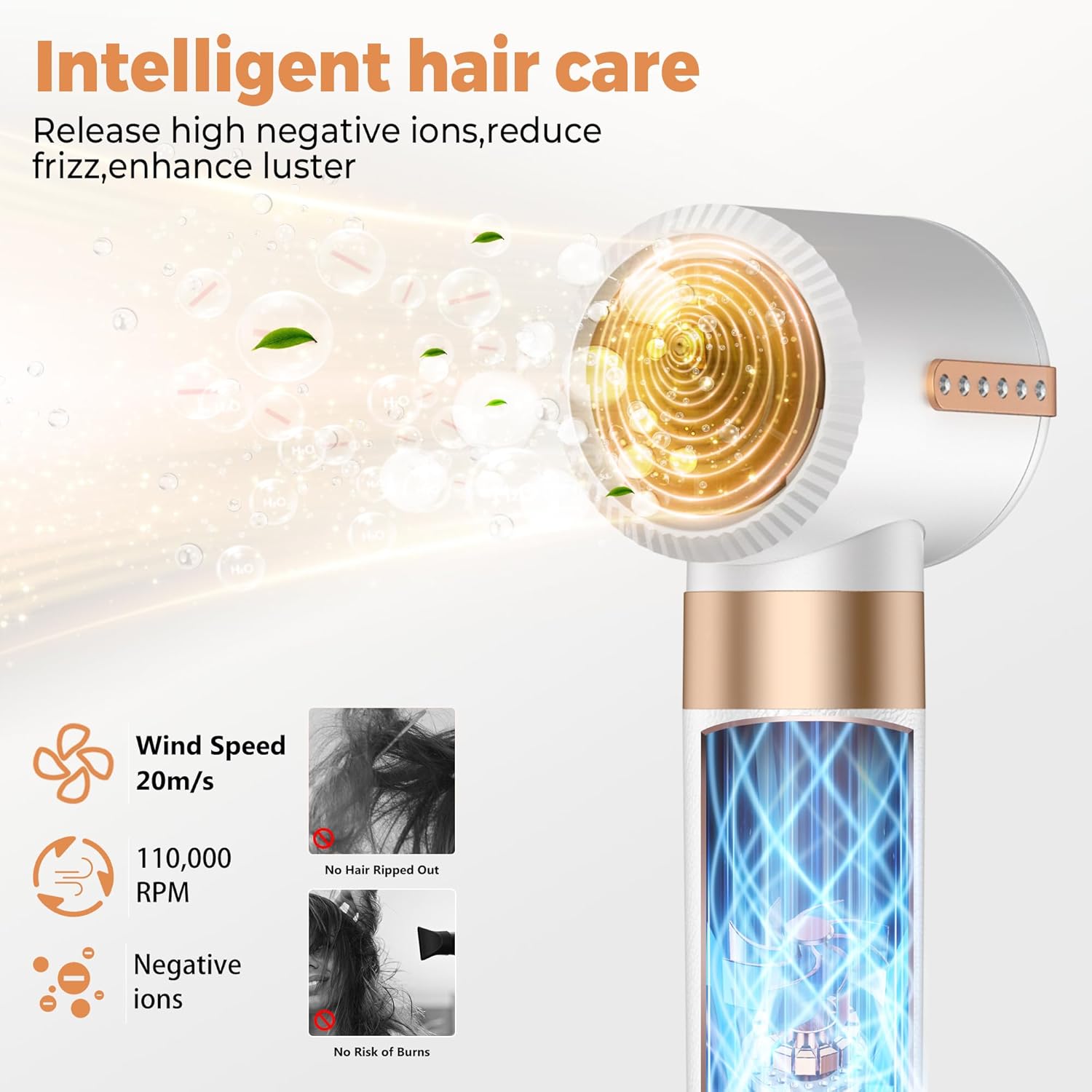 7 in 1 Ionic Hair Dryer Comb with Diffuser Hot Air Styling Tool for Volume Curling Straightening 100-120V