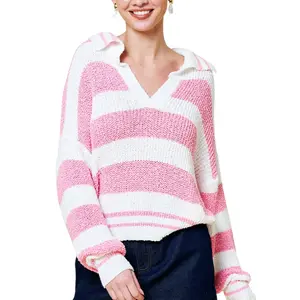 Hamptons Stripe Knit Polo Sweater