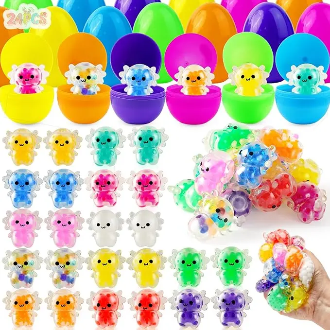 24 Pack Easter Eggs with Axolotl Stress Balls