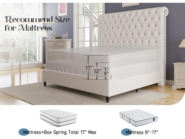 VanAcc Bed Frame with Sleigh Headboard 60" Tall Velvet Upholstered Platform Bed, No Box Spring Needed/Christmas Gift