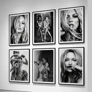 Kate Moss Poster, Fashion Model Icon Wall Art, Black & White Photograph Print, Vintage Luxury Decor