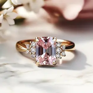 Elegant Ladies' Ring—Graceful Pink Gemstone Set in Premium Rose Gold