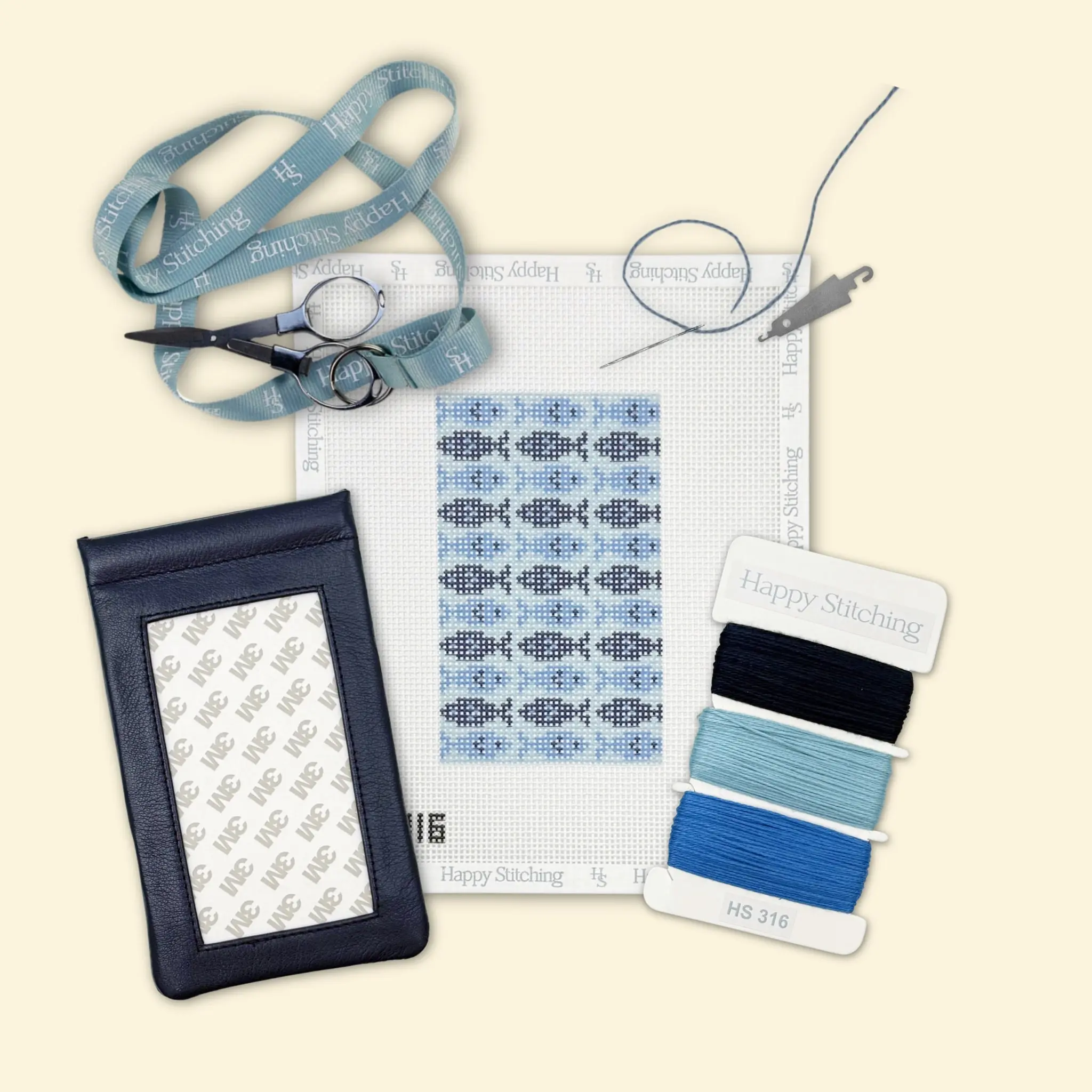 Happy Stitching - Sea-in' Clearly Needlepoint Eyeglass Case Kit - All-In-One Self Finishing Needlepoint Kit