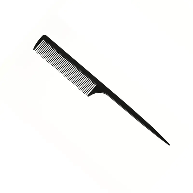 Plastic Unisex Black Pointed-Tail Flat Hair Cutting Comb - 1 Piece Professional Salon Use Accessory for Hair Clippers