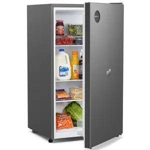 Upstreman mini fridges 3.2 Cu.Ft Sleek Stainless Steel Mini Fridge Energy Star Certified Adjustable Temperature Thermostat Reversible Door Compact pink Refrigerator Office Bedroom or Dorm CR32 College Outdoor drink fridge skincare fridge beverage cooler t