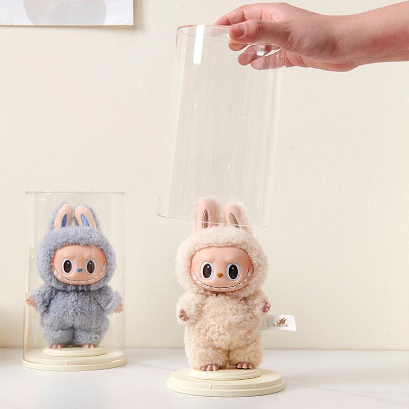 UFORU Dust-Proof Display Case for Labubu & Dolls | Clear, Stackable Acrylic Box with Stand for Plush Doll Collection