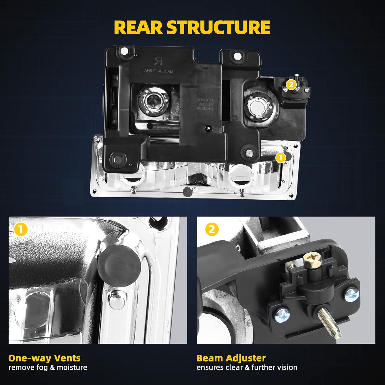 YITAMOTOR LED DRL Headlights Assembly Compatible with 1994-1999 Chevy Silverado Tahoe Suburban C10 C/K 1500 2500 3500 Replacement Headlamp with Corner Light Black Housing