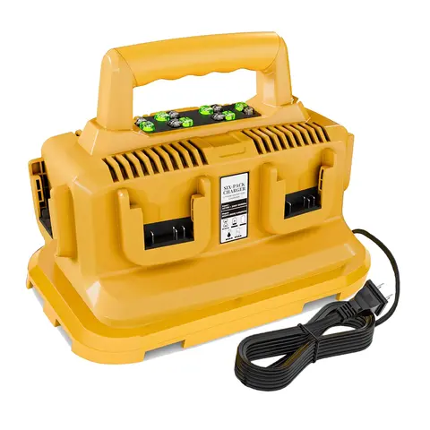 Upgraded 6-Port Simultaneous Rapid Charger for Dewalt 20V/60V Batteries, Compatible with Dewalt 20V/60V Flexvolt Battery DCB200, 206, 606, 609, 612, 615