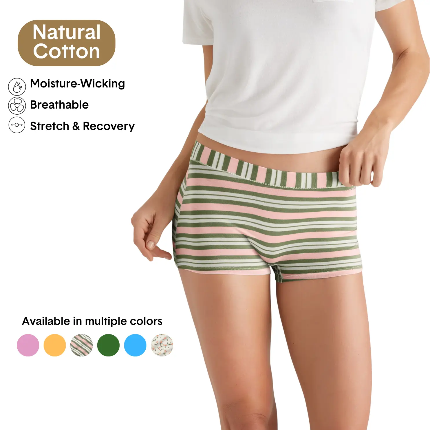 Tommy John Women’s Cotton Boyshort | Breathable Moisture-Wicking Underwear | Full Coverage, No Ride-Up, Stretch Fit, Tagless Comfort Panties Womenswear