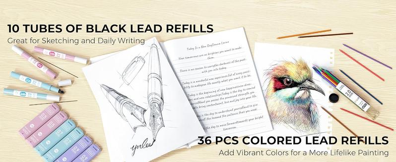 Four Candies 56/58 PCS Aesthetic School Supplies with Large Pencil Case, 6 Colored Ballpoint Pens, 12 Pastel Highlighters, 5 Black Ink Gel Pens, 9 Mechanical Pencils 0.5-2.0mm Student Essentials,girly office supplies,Writing Instruments Stationery Set