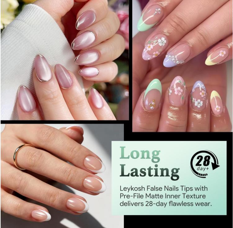 Extra Short Almond Nail Tips - 216pcs Soft Gel Full Cover Fake Nails, 70-Grit Pre-Sanded Matte Clear Press on Nails for Extension, DIY Home Manicure with 12 Sizes