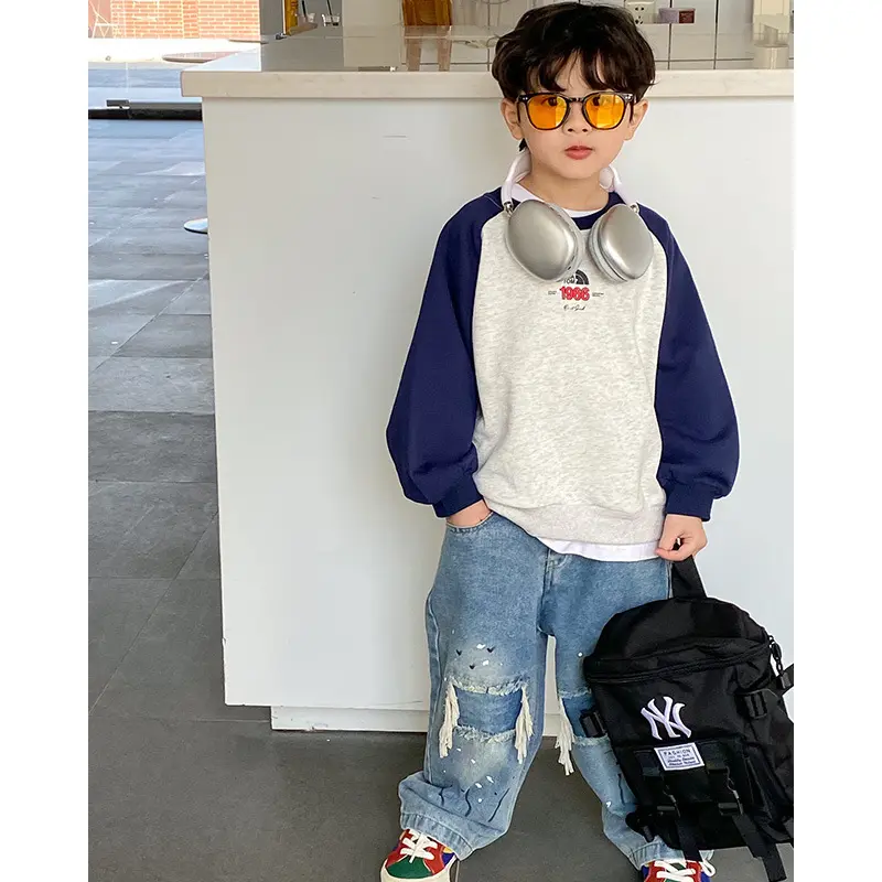 Boys' Pants Spring Style 2026New Children's Jeans Baby Trousers Medium-sized Clothing Ripped
