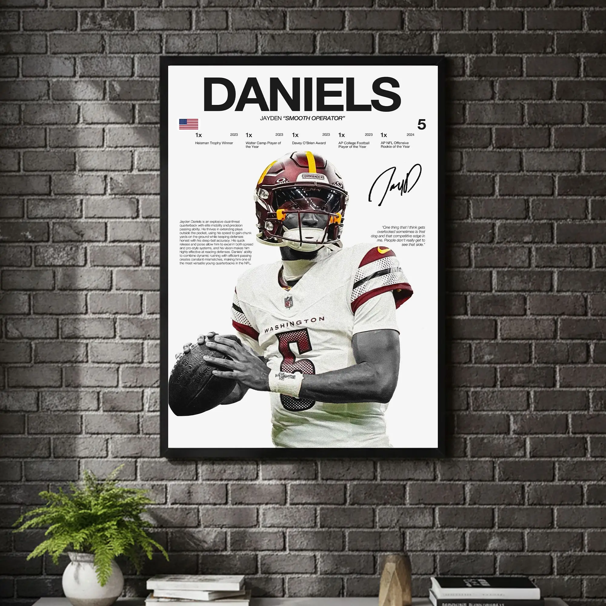 [ SPORT UNFRAMED - SALE UP TO 45% ] Jayden Daniels Hardline Series Football Sports Poster Rising Star Decor