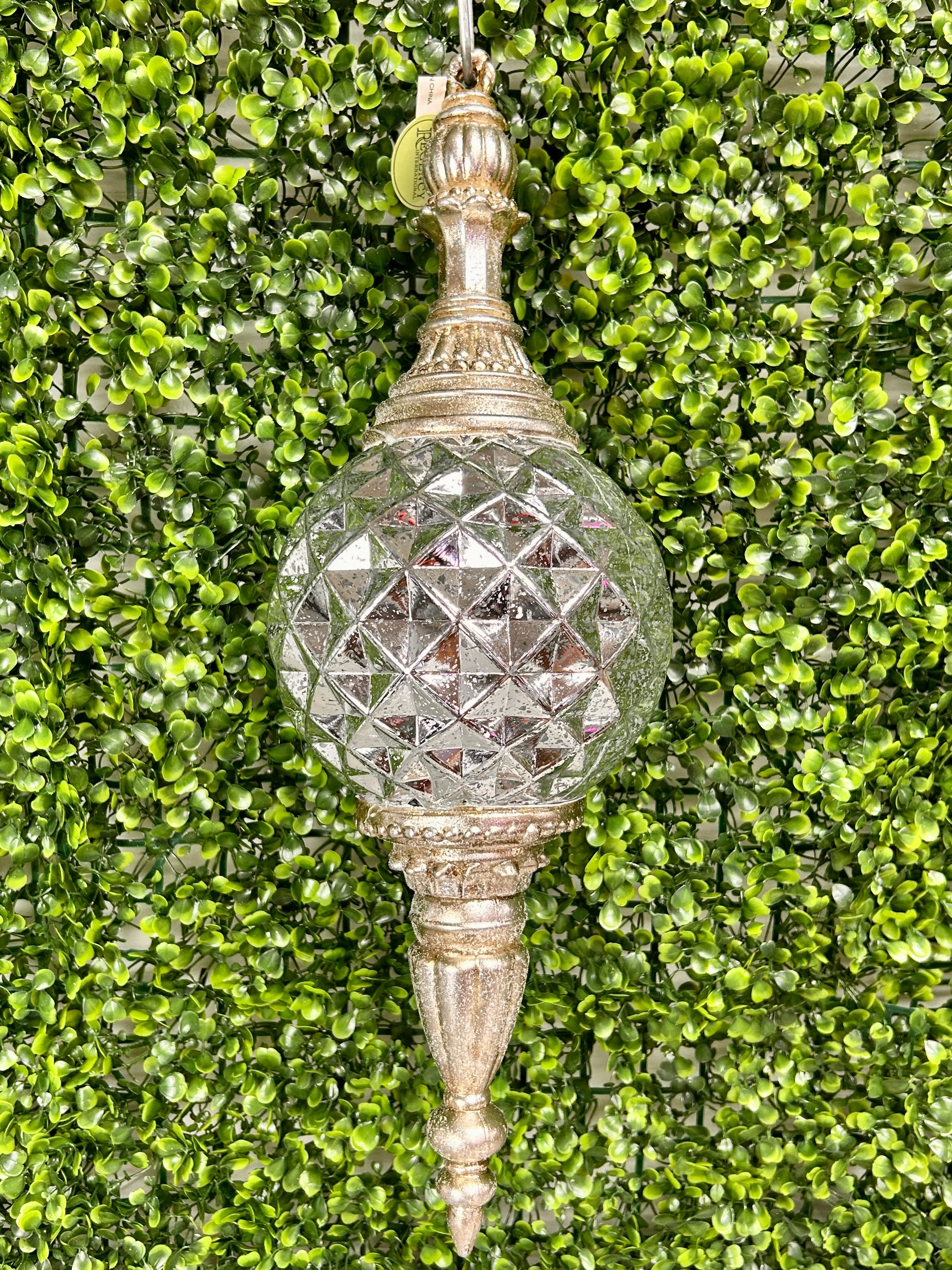 18 Inch Silver Glitter Mercury Finial Ornament