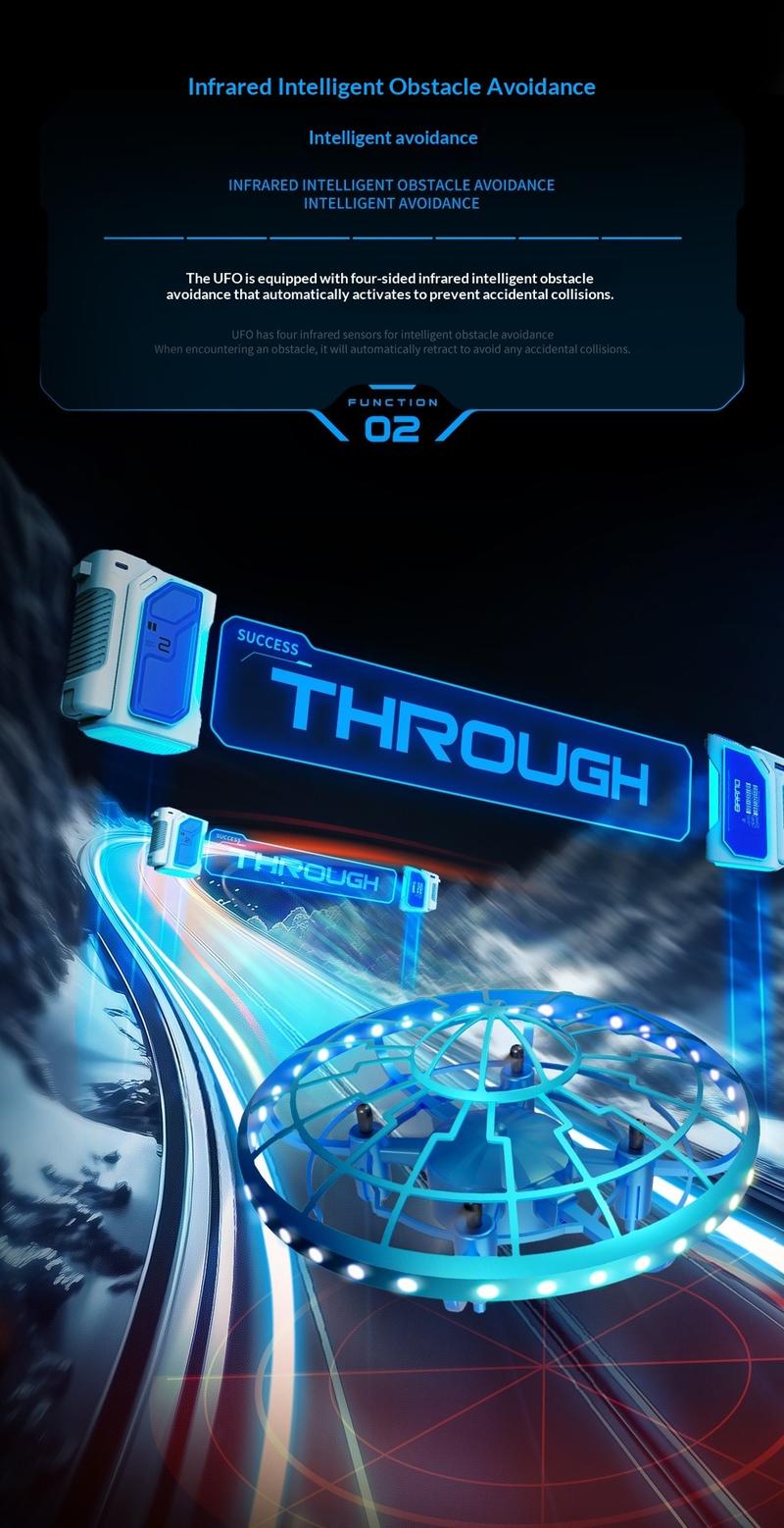 RC Shooting Sensor Flying Disc Drone Toy – Smart Hover Quad-Copter with Obstacle Avoidance, LED Light-Up Stunt Drone, Interactive Electronic Shooting Game Flying Toy for Kids & Adults, Indoor Mini Drone Gift