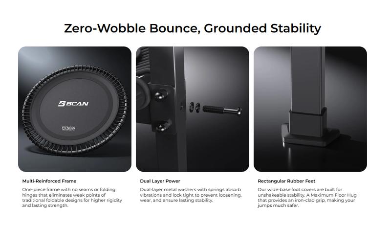 FED Fitness Bcan BT4 Soft Land Pro Adult Round Bungee Trampoline with Adjustable T-Handlebar — High Capacity Fitness Rebounder, 6 Resistance Levels & Bonus Accessories