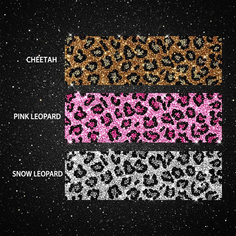 Queen's Land Leopard Diamond Bling 3PCS Steering Wheel Cover with Crystal Rhinestones, Leopard Seat Belt Cover, Segmented Stylish Protector, Universal 13-15 Inch Fit for Women; Holiday Gift; Christmas Gift