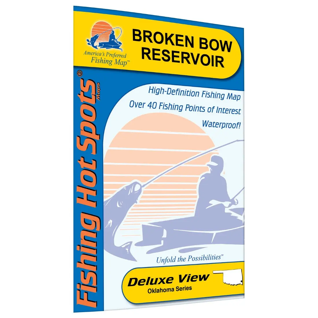 Broken Bow Reservoir Fishing Map - High-Definition Map with Over 40 Fishing Points of Interest, Waterproof, Deluxe View, Oklahoma Series