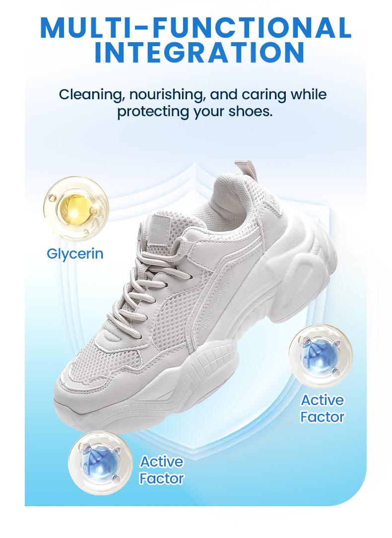 Multipurpose No-Wash White Shoe Cleaner Cream with Built-in Sponge for Leather Silicon Car Interiors 160g Mild Formula Gentle Non-Irritating Eco-Friendly