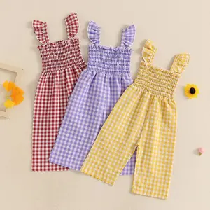 Toddler Baby Girl Summer Clothes Ruffle Sleeveless Smocked Romper One Piece Jumpsuit Suspender Pants Cute Outfit