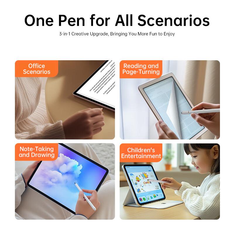 Biaze 3-in-1 Multifunctional Magnetic Stylus for iPad, Palm Repulsion, Tilt Sensitive, Active Touchscreen Pen, Compatible with Tablets and Phones