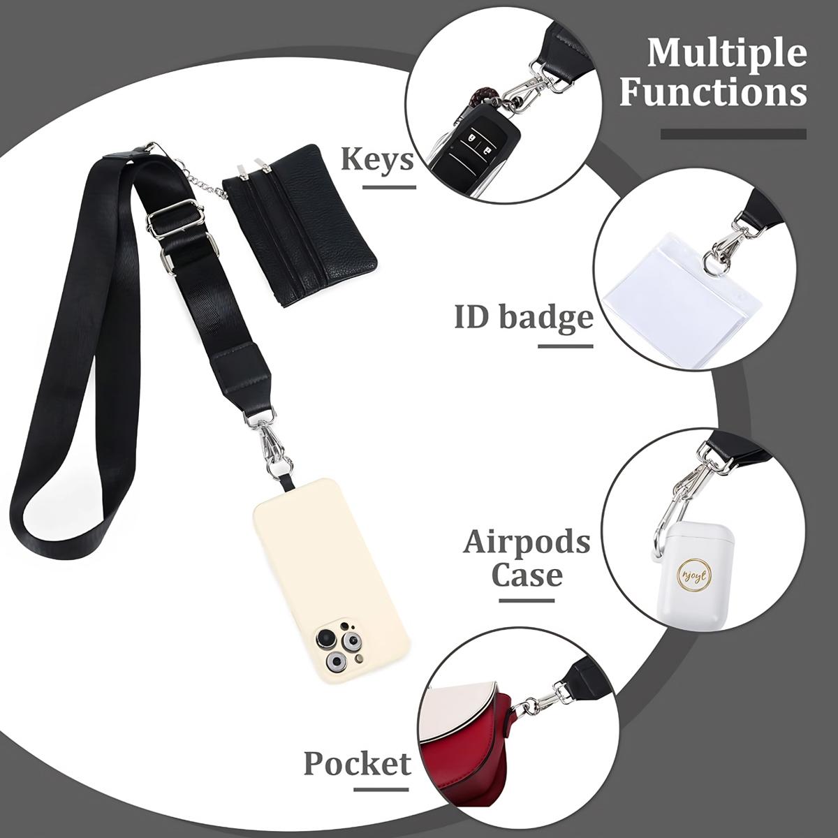 SSYERT Adjustable Crossbody Phone Lanyard with Zippered Pouch, Clip and Go Strap for Phone and Wallet, Hands-Free Multifuctional Cell Phone Strap for Women/Men, Perfect for Travel, Running, Shopping, Valentine's Day Gifts,New Year Gifts