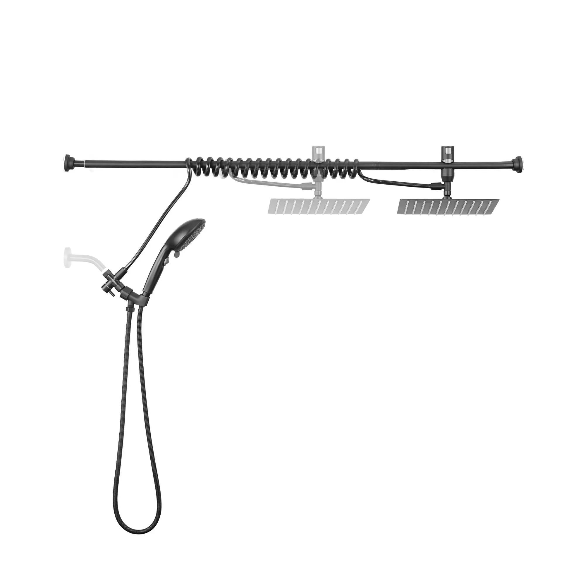 Stainless Steel Rainfall Shower Head with Handheld Combo - Adjustable 60" Slide Bar, High Pressure Dual Showerhead for Couples, Renter-Friendly DIY Install, Bathroom Fixture Gift for Men/Women
