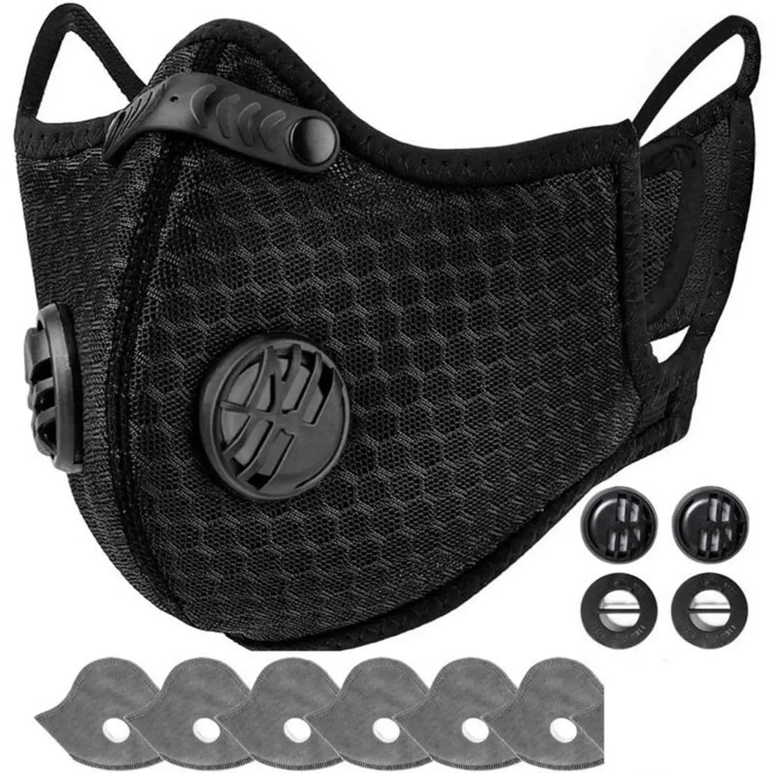 2-Pack Athletic Mesh Fabric Face Masks with Valves & Filters - Breathable Dustproof Outdoor Sports Mask for Cycling, Running, Biking - Back to School TikTok Shop Summervibes Gym Face Cover, Athletic Face Masks, Breathable Face Covering