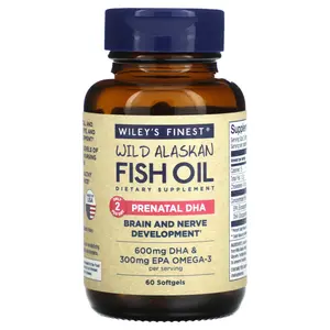 Wiley's Finest Wild Alaskan Fish Oil, Prenatal DHA, 60 Softgels