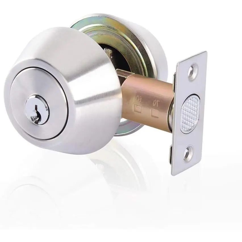 Double keyed Deadbolt Lock - Keyed on Both Sides, 2-Way Adjustable Cylinder Deadbolt (/Passage), Satin Stainless Steel (, Single Cylinder) (, Double Side)