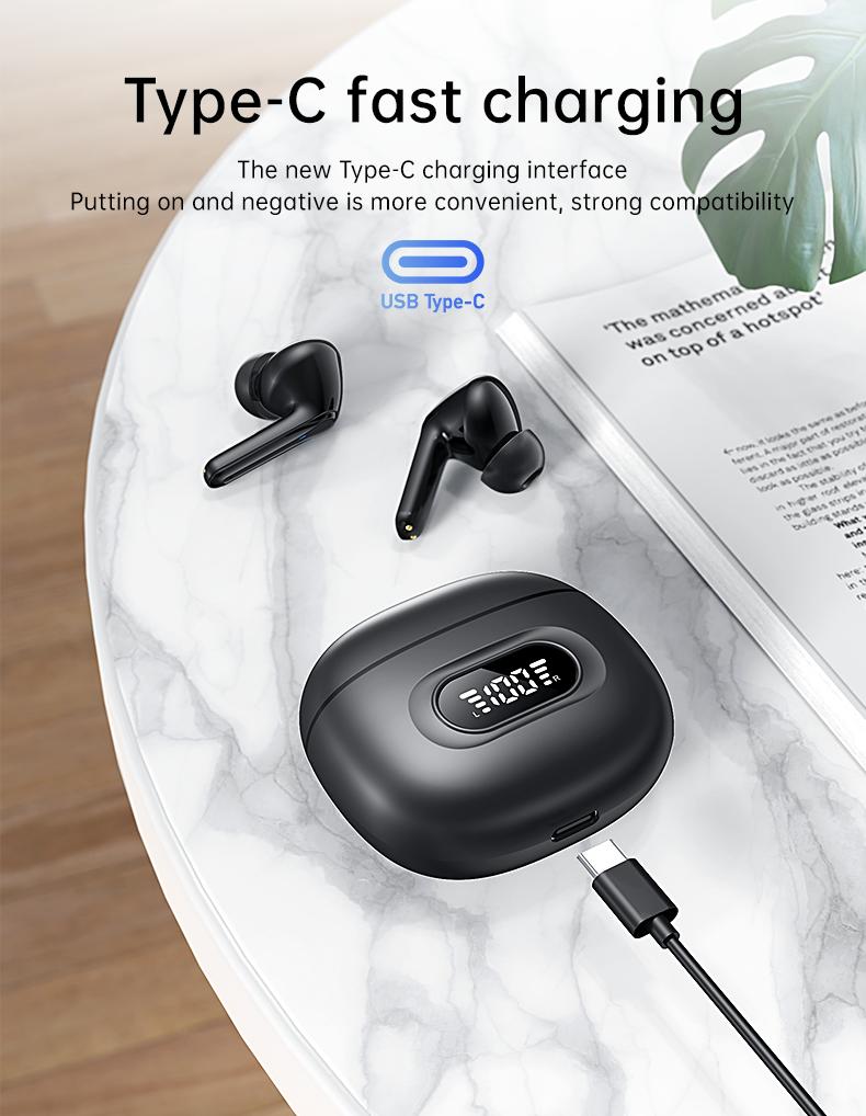 Wireless High-Fidelity Stereo Earphones with Screen Active Noise Cancelling Headphones earbuds comfort earbuds sale gym headphones ipx5 waterproof earbuds