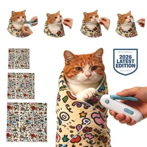 Cat Grooming Wrap,Self-Adhesive Swaddle Burrito Blanket for Nail Trimming, Face Cleaning, Medication & Claw Care, Anti-Scratch Cat Restraint Wrap,Stress-Free Cat Swaddle, Multifunctional Tool, Cat Burrito Wrap，Great for Travel & & Vet Visits & Pet Stuff