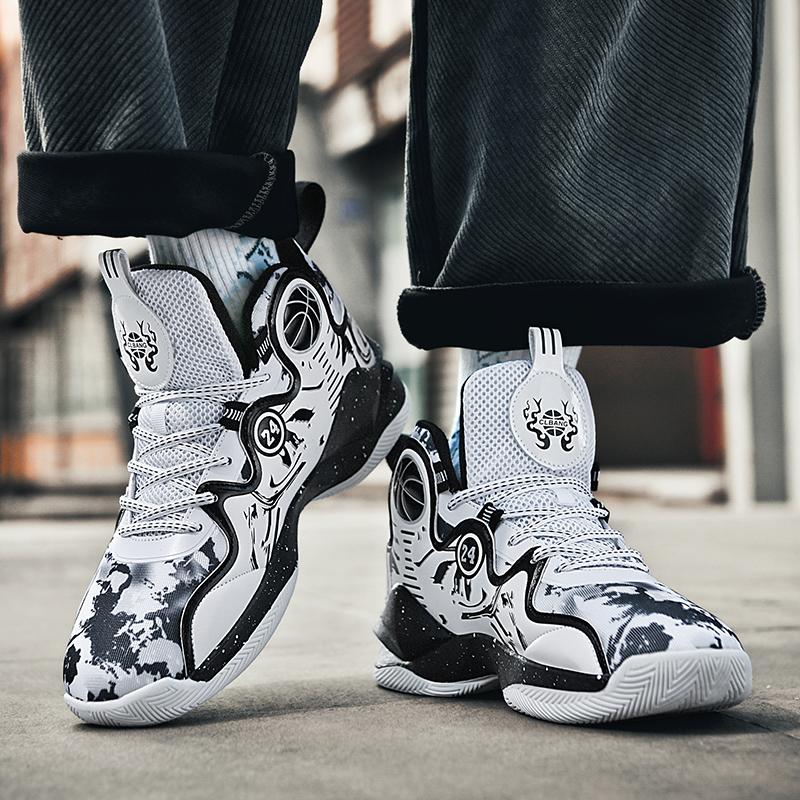 Men's official genuine basketball shoes, high-top sports shoes for spring and summer, suitable for students, wear-resistant, anti-slip, shock-absorbing, breathable basketball shoes.