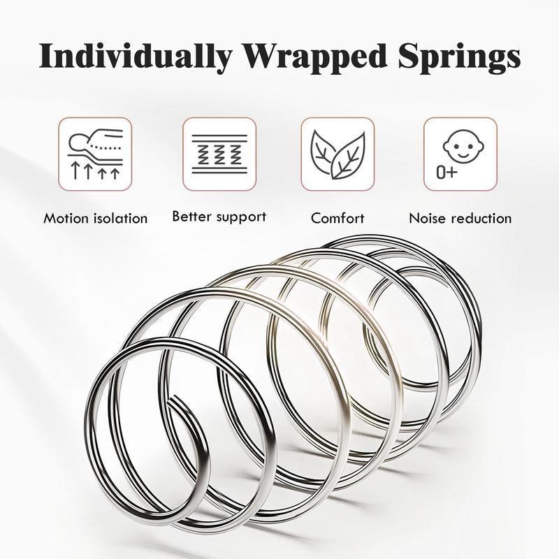 ZYLUMI Queen Mattress, 12" Spring Hybrid Mattress, In-a-Box, Memory Foam, Pocket Spring Mattress, Pressure Relief, Medium Firm Support，CertiPUR-US and Oeko TEX Certified