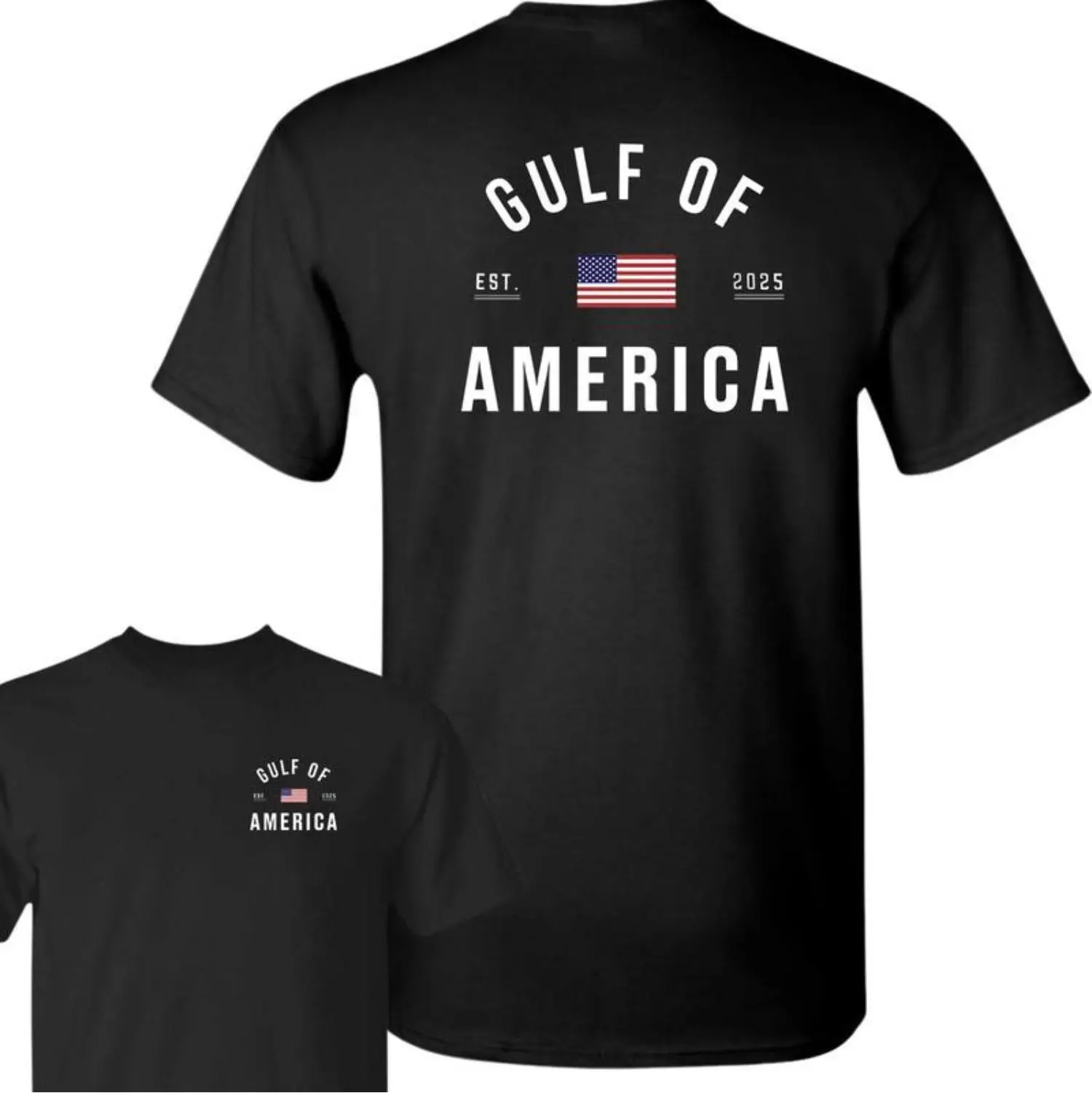 Patriotic Minimalist Cotton Tee Gulf Of America Graphic Short Sleeve Casual Streetwear For Men And Women