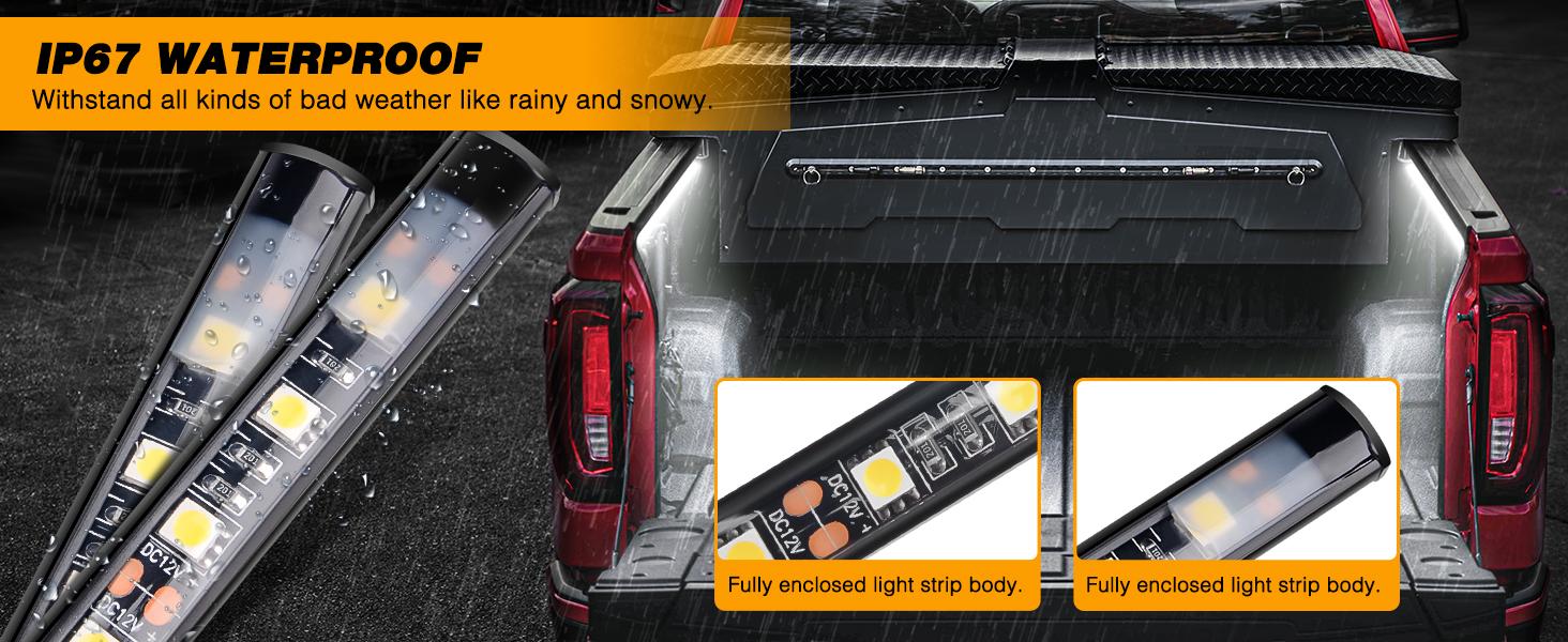 DIBMS 2PCS 12V LED Trunk Bed Light, 60Inch 6500K Lamp Beads Lights Strip with on/Off Switch for Cargo Pickup Truck SUV RV Boat, Waterproof DIBMS 2PCS 12V LED Trunk Bed Light, 60Inch 6500K Lamp Beads Lights Strip with on/Off Switch for Cargo Pickup Truck SUV RV Boat, Waterproof