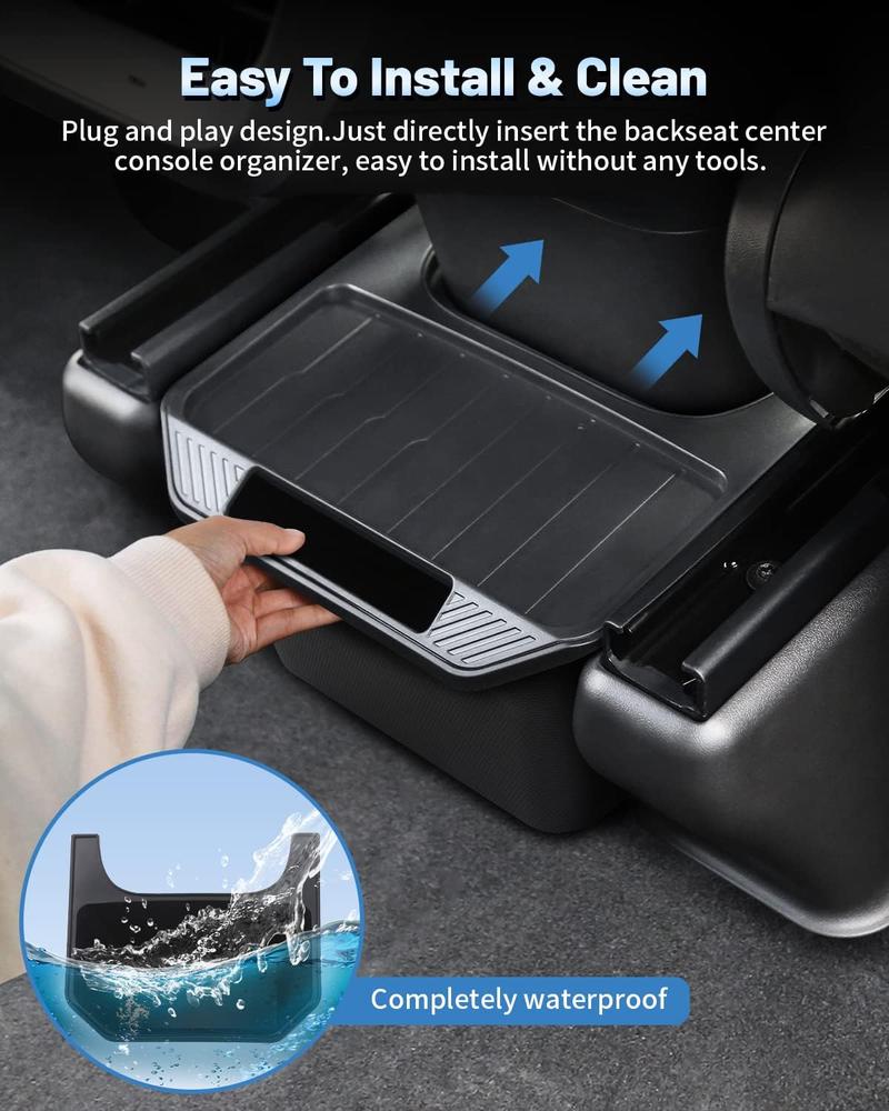 Canvcle Trash Can Tesla Model Y 2020-2025 Accessories Rear Center Console Organizer Backseat Storage Box Under Seat Storage Tray Garbage Can Bin (Black)