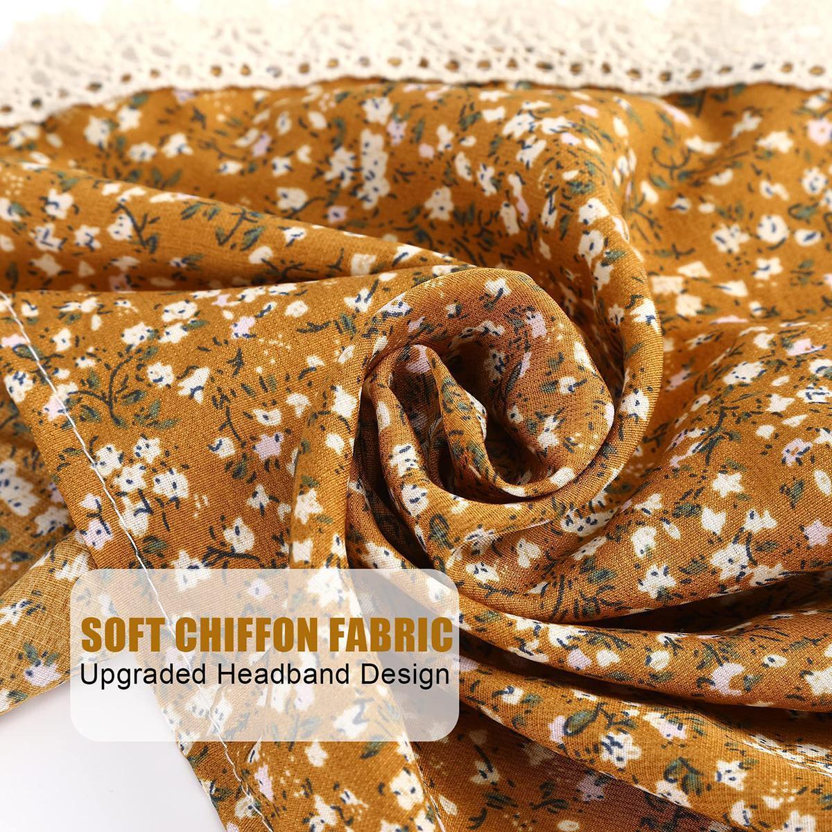 AWAYTR 3Pcs/Set Floral Hair Bandanas Chiffon Head Kerchief for Women Girls Boho Hair Scarf Lace Edge Headband Bandana AWAYTR 3Pcs/Set Floral Hair Bandanas Chiffon Head Kerchief for Women Girls Boho Hair Scarf Lace Edge Headband Bandana